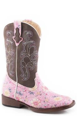 Children's Roper Brown & Pink Floral Boot #09-018-1901-2987
