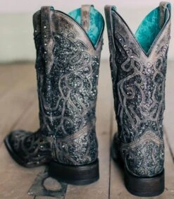 Women's Corral Glitter Inlay Square Toe Boot #C3484 -Durango Shop C3484 3